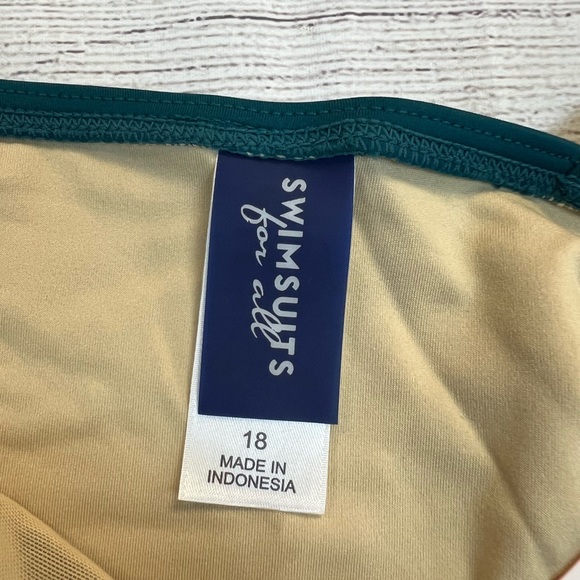 Swimsuits For All Teal Tie Shoulder One Piece Swimsuit Size 18 - Picture 7 of 9